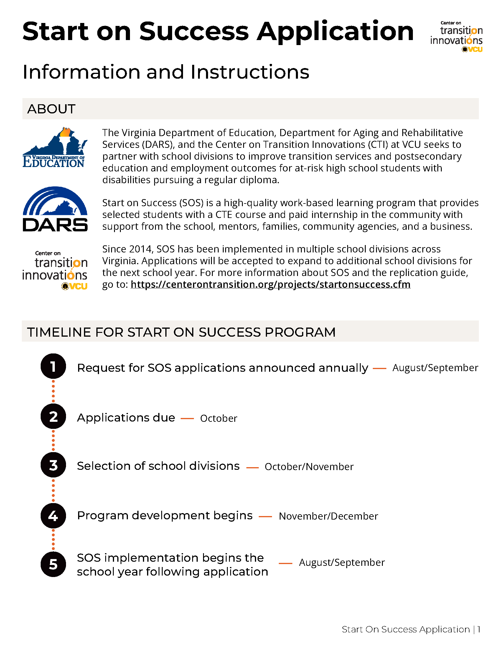 Thumbnail of the 2025 Start on Success application